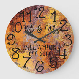 Reloj Redondo Grande Rústico Personalizado Oxidado Personalizado Rust