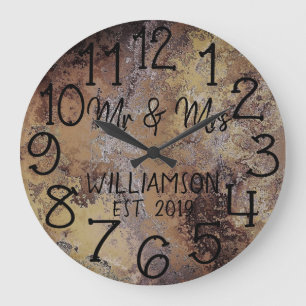Reloj Redondo Grande Rústico Personalizado Oxidado Rust Personalizado