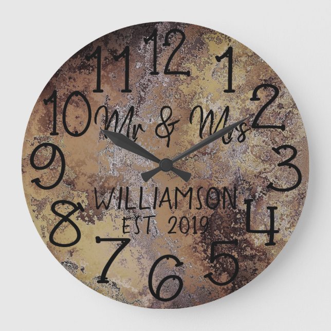 Reloj Redondo Grande Rústico Personalizado Oxidado Rust Personalizado (Anverso)