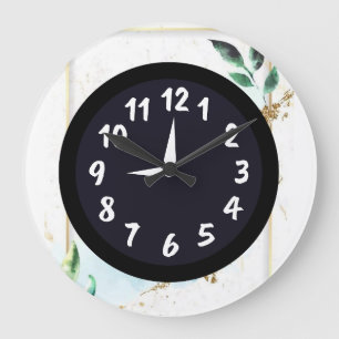 Reloj Redondo Grande Rústico  Único  Blanco  Turquesa 