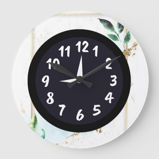 Reloj Redondo Grande Rústico  Único  Blanco  Turquesa  (Anverso)