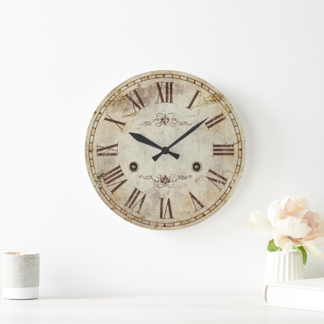 Reloj Redondo Grande Rústico único decorativo de vintage romano