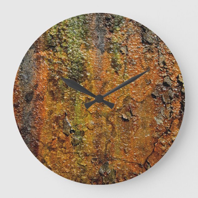 Reloj Redondo Grande Rusty arte Metalizado abstracto (Anverso)