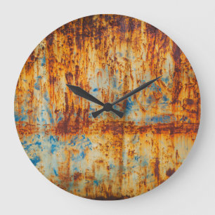 Reloj Redondo Grande Rusty Blue Metalizado Textura
