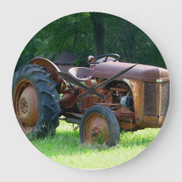 Reloj Redondo Grande Rusty Tractor Clock