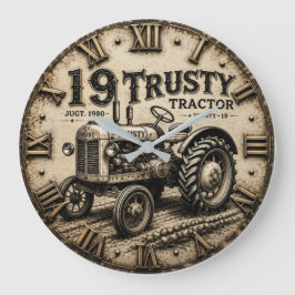 Reloj Redondo Grande Rusty Tractor Vintage Farm 