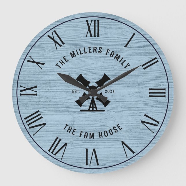 Reloj Redondo Grande Rut Blue Wood Texture Fam House (Anverso)