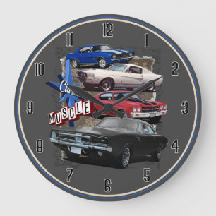 Reloj Redondo Grande Ruta clásica 66 Autos musculares reloj grande