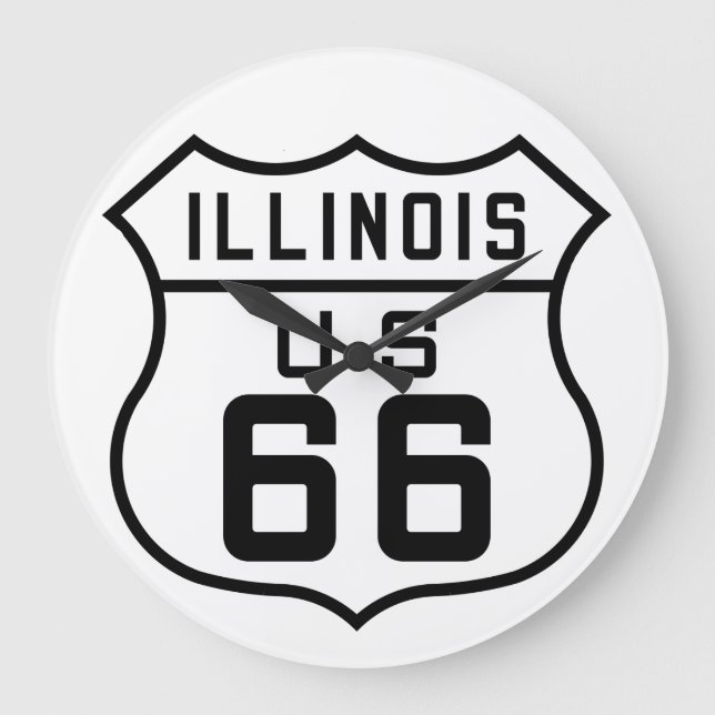 Reloj Redondo Grande Ruta de Illinois 66 (Anverso)