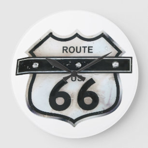 Reloj Redondo Grande Ruta de Vintage 66 Rótulo de la Carretera Norteame