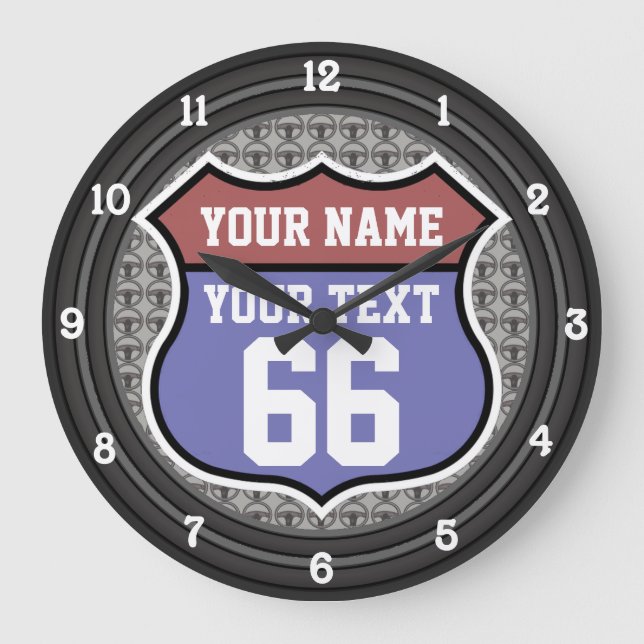 Reloj Redondo Grande Ruta personalizada 66 (Anverso)