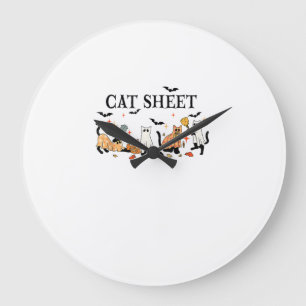 Reloj Redondo Grande Sábana de Halloween Gatos Lindos con Disfraz de Fa