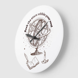 Reloj Redondo Grande Sabiduría del Alma Celestial   Esfera Armilar Vint