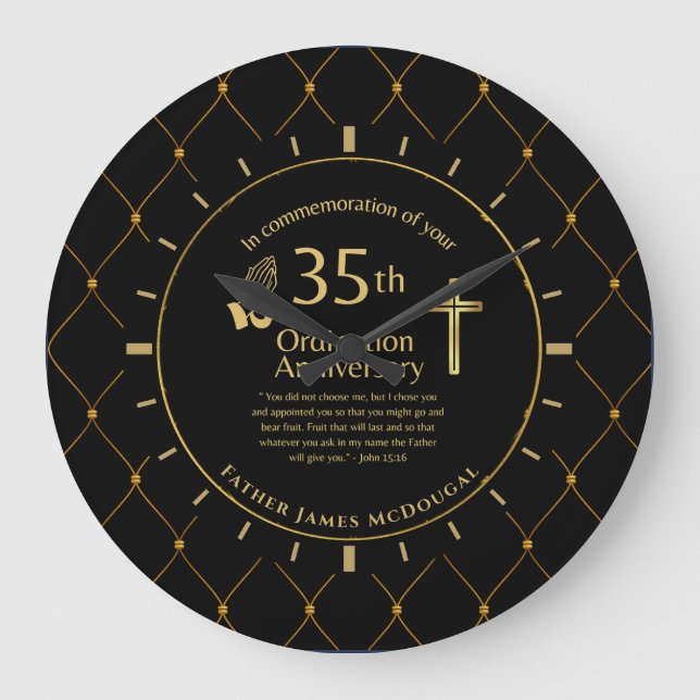 Reloj Redondo Grande Sacerdote PERSONALIZADO EN 35° Aniversario DE LA O (Anverso)