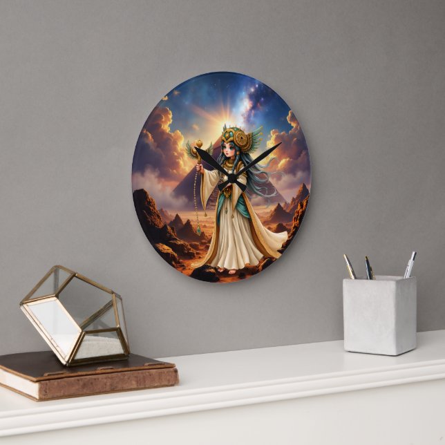 Reloj Redondo Grande Sacerdotisa Celestial de la Pirámide Dorada. (Oficina)