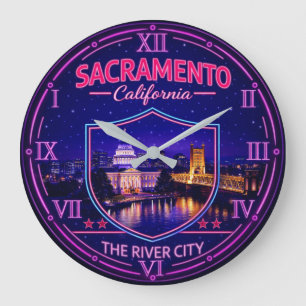 Reloj Redondo Grande Sacramento California Capitol Skyline