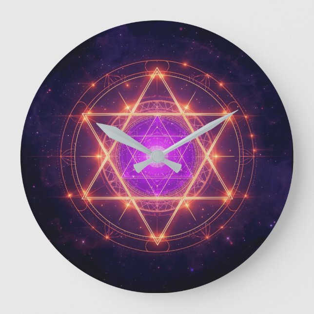 Reloj Redondo Grande Sacred Geometry Mandala – Light Within the Cosmos (Anverso)