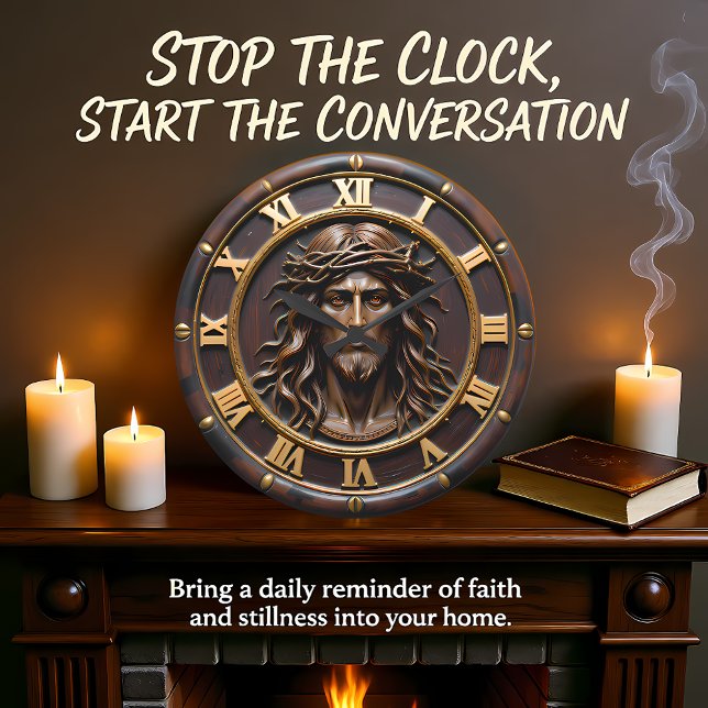 Reloj Redondo Grande Sacred Heart Savior Portrait (Subido por el creador)