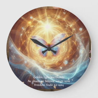 Reloj Redondo Grande Sacred Transformation - Luminous Butterfly Clock