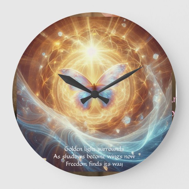 Reloj Redondo Grande Sacred Transformation - Luminous Butterfly Clock (Anverso)