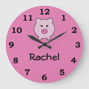 Reloj Redondo Grande Sadie el cerdo rosado ~ Cute Girly Kawaii