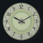 Reloj Redondo Grande Sage Green Art Deco<br><div class="desc">En gris fresco y verde con un diseño art deco,  este reloj le dará un toque único en su propia casa.</div>