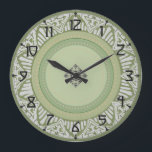 Reloj Redondo Grande Sage Green Art Deco<br><div class="desc">En gris fresco y verde con un diseño art deco,  este reloj le dará un toque único en su propia casa.</div>