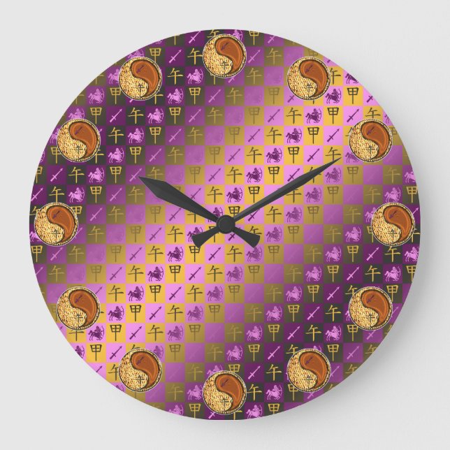 Reloj Redondo Grande Sagitario & Caballo de Madera (Anverso)