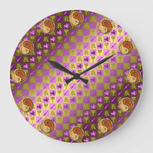 Reloj Redondo Grande Sagitario & Dragón de Madera