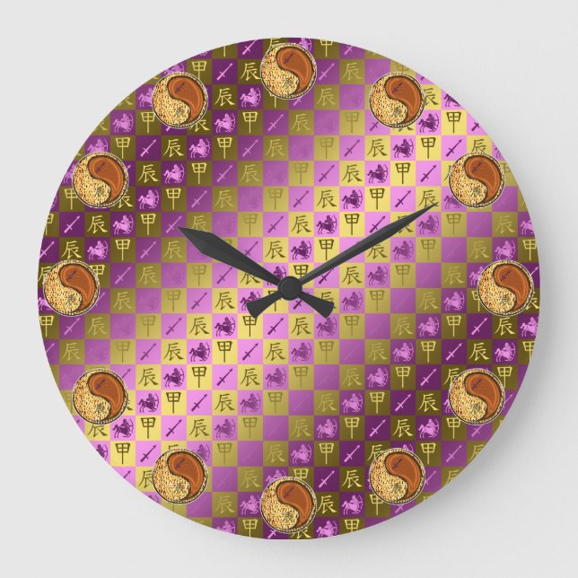 Reloj Redondo Grande Sagitario & Dragón de Madera (Anverso)