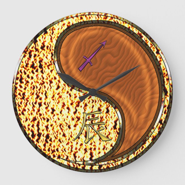Reloj Redondo Grande Sagitario & Dragón de Madera (Anverso)
