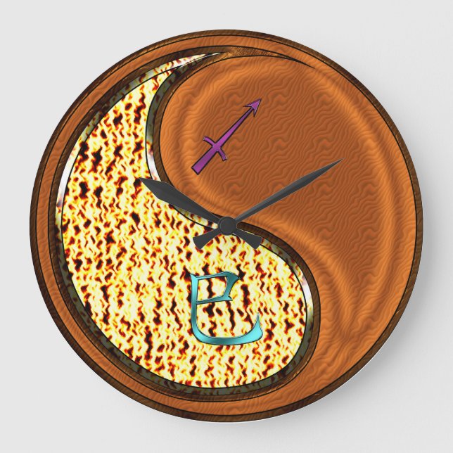 Reloj Redondo Grande Sagitario & Serpiente de Madera (Anverso)