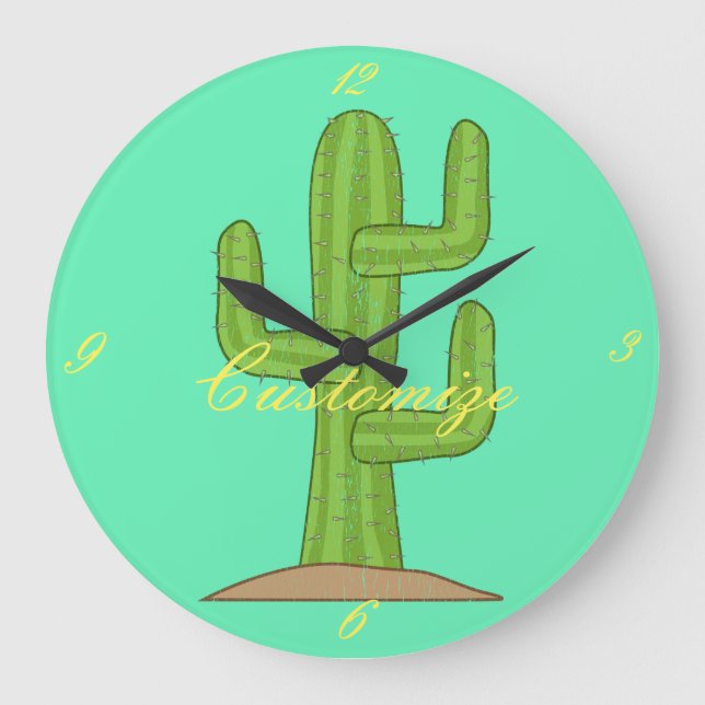 Reloj Redondo Grande Saguaro Cactus Thunder_Cove (Anverso)