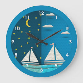 Reloj Redondo Grande Sailboat Day Night Clock