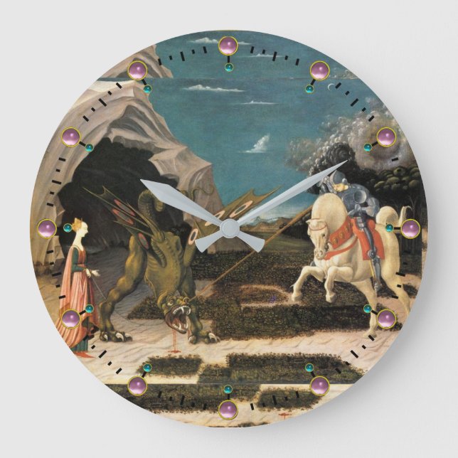 RELOJ REDONDO GRANDE SAINT GEORGE, DRAGON Y PRINCESS (Anverso)