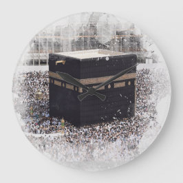 Reloj Redondo Grande Saint Kaaba, Masjid Al Haram, acuarela ilustrada