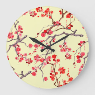 Reloj Redondo Grande Sakura Blossom Watercolor Patrón sin foco