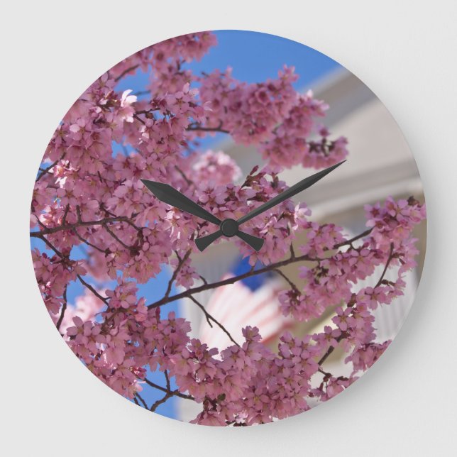 Reloj Redondo Grande Sakura Cherry florece Americana (Anverso)