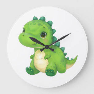Reloj Redondo Grande Sala Cute Baby Dinosaur Wall para niños