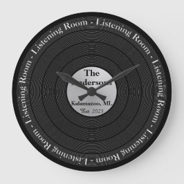 Reloj Redondo Grande Sala de escucha de registros de vinilo del día del