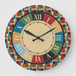 Reloj Redondo Grande Sala de juegos Colorful Geometric Moderno