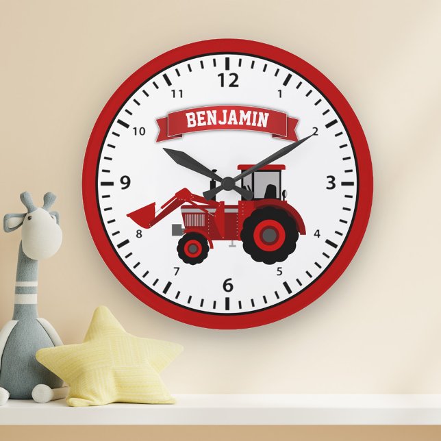Reloj Redondo Grande Sala de niños con nombre personalizado del Tractor (Subido por el creador)