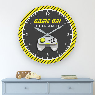 Reloj Redondo Grande Sala para niños con controlador de videojuegos ama