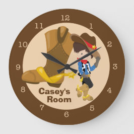 Reloj Redondo Grande Sala para niños de cowboy