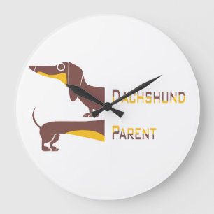 Reloj Redondo Grande Salchicha divertida para padres de perros largos