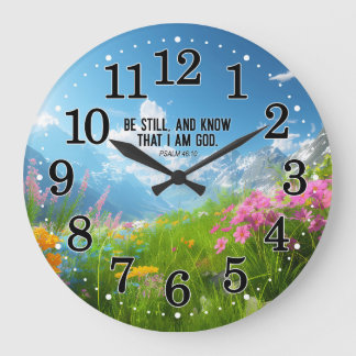 Reloj Redondo Grande Salmo 46:10 Permaneced y sepan que soy la Biblia d