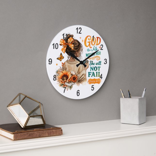 Reloj Redondo Grande Salmo 46:5. (Oficina)