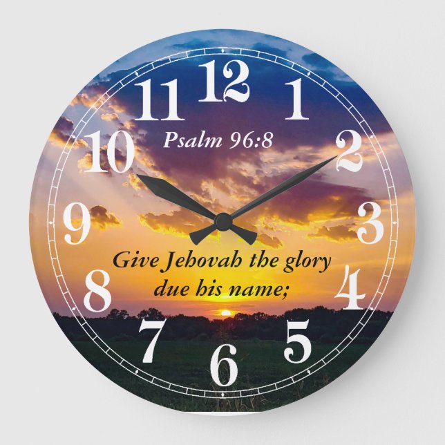 Reloj Redondo Grande Salmo De Texto Biblia 96:8a Para 2025 (Anverso)