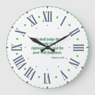 Reloj Redondo Grande Salmos 72:2 KJV Biblia Verse Número Romano