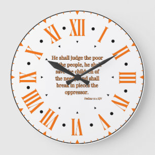 Reloj Redondo Grande Salmos 72:4 Biblia KJV Verso II Número romano